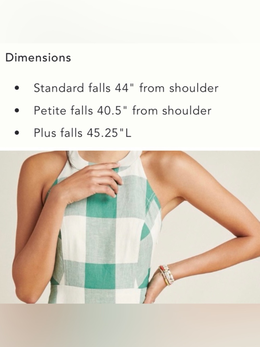 Anthropologie Maeve Greta Gingham Halter Midi Dress Green White Check NWOT 12 - Picture 15 of 16